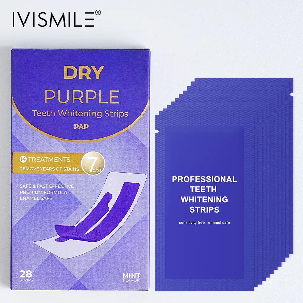 Best Selling Professional Sensitive-Free Purple Purple Teeth Whitening Strips Colour Corrector Dry Strips 7 Pairs