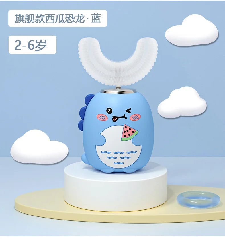 Wholesale Cute Cartoon U-Shaped Electric Toothbrush for 3-6-12 Years Old Cross-Border Children'S Charging Toothbrush