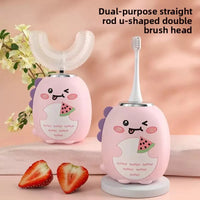 Wholesale Cute Cartoon U-Shaped Electric Toothbrush for 3-6-12 Years Old Cross-Border Children'S Charging Toothbrush