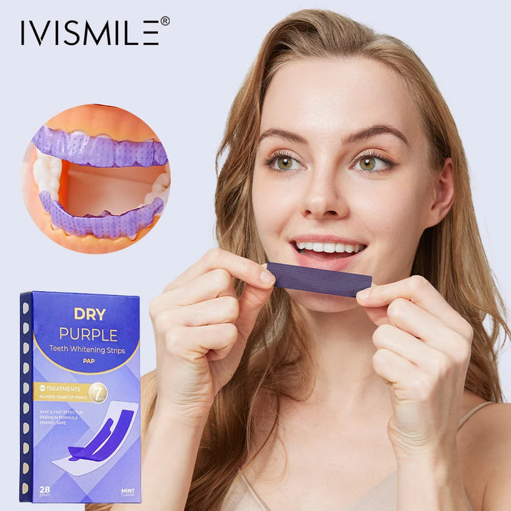 Best Selling Professional Sensitive-Free Purple Purple Teeth Whitening Strips Colour Corrector Dry Strips 7 Pairs